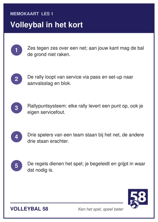 Memokaart van les 1