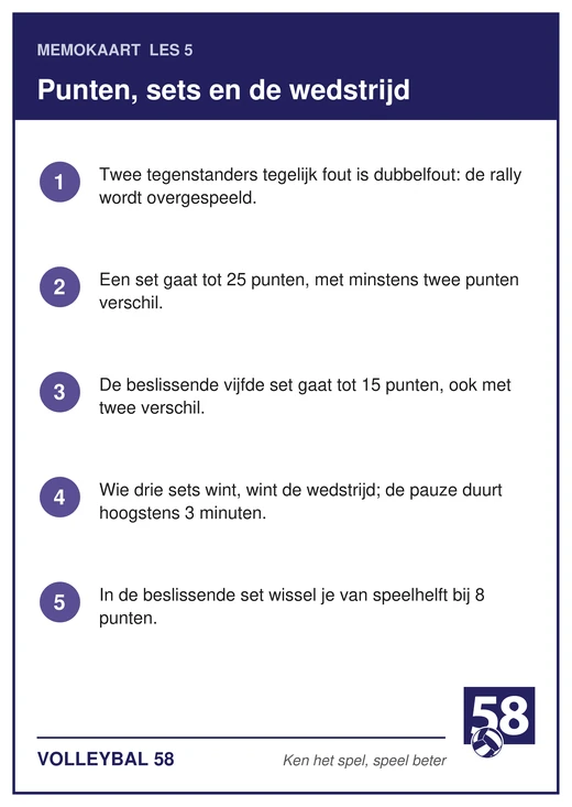 Memokaart van les 5